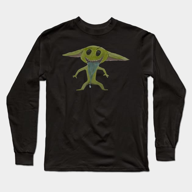 Goblin gremlin drooling fantasy creature Long Sleeve T-Shirt by system51